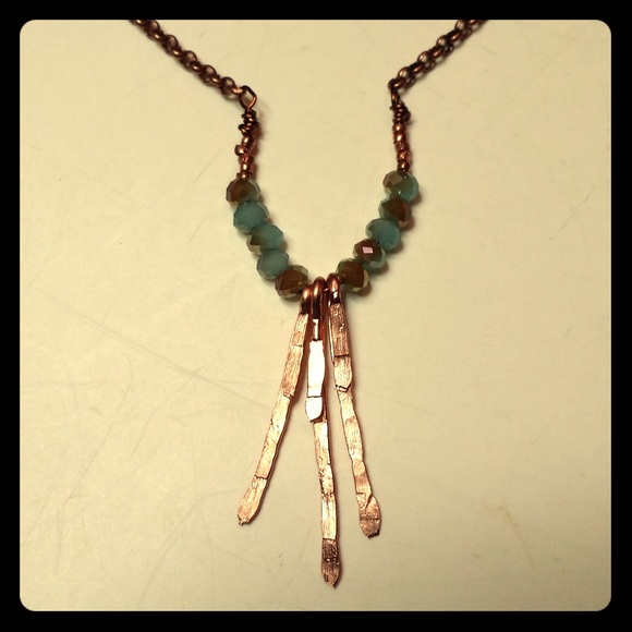 Handmade Copper and Swarovski Crystal Necklace - Picture 1 of 3